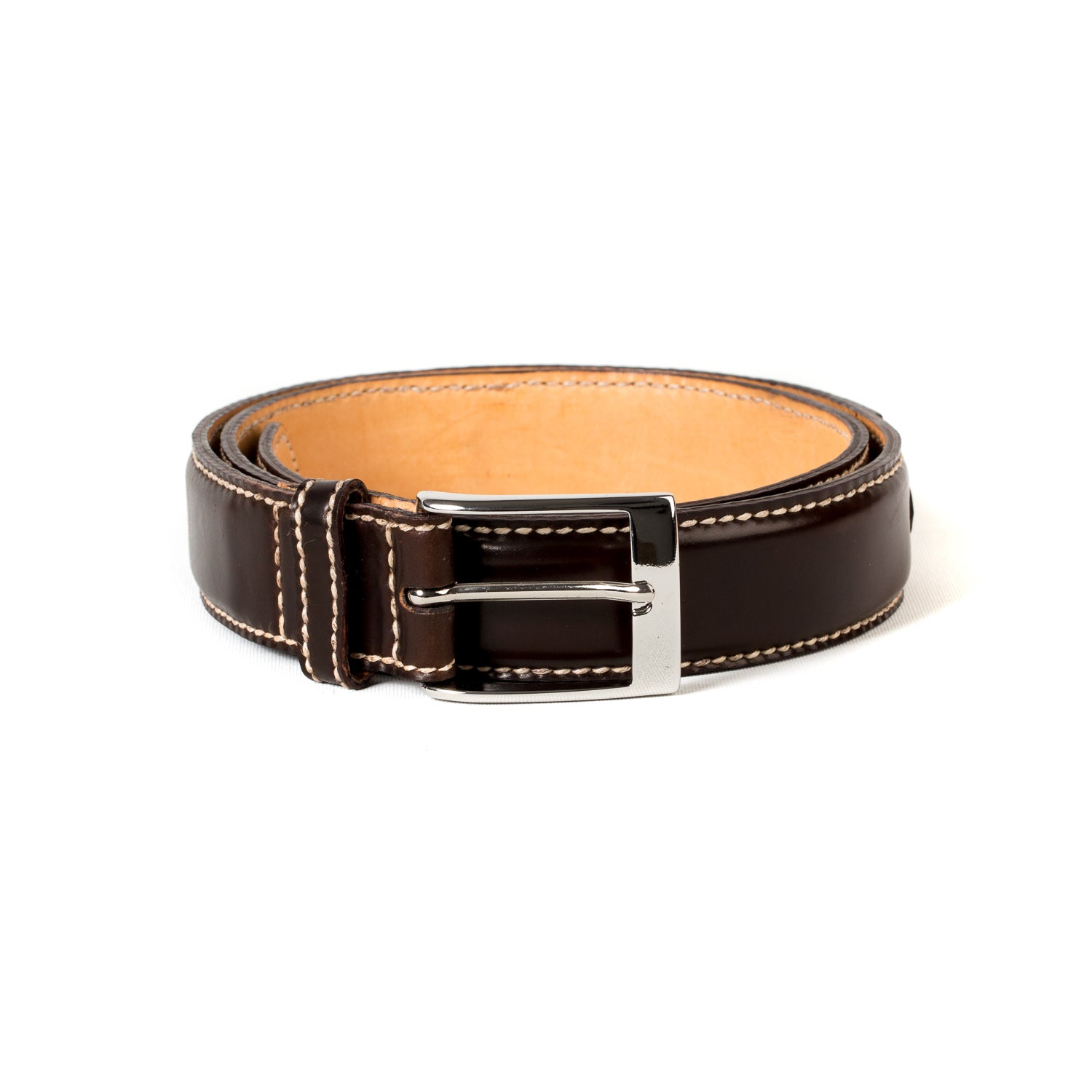 Gürtel aus dunkelbraunen "Horween-Chicago" Rossleder - reine Handarbeit